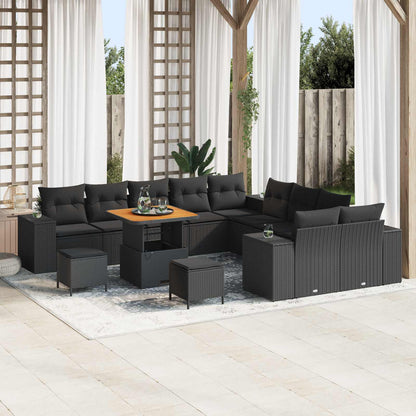 Tuin Sofa Set Met Kussen 13 Pcs En Crème Poly Rattan