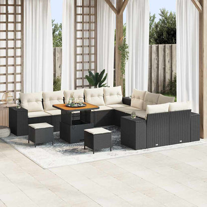 Tuin Sofa Set Met Kussen 13 Pcs En Crème Poly Rattan