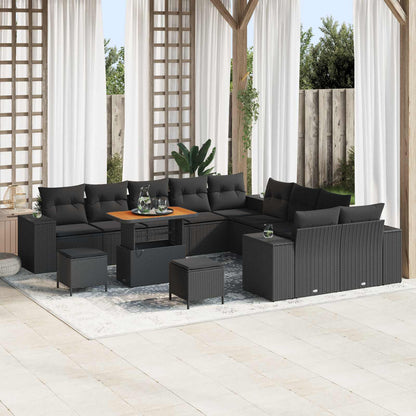 Tuin Sofa Set Met Kussen 13 Pcs En Crème Poly Rattan