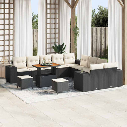 Tuin Sofa Set Met Kussen 13 Pcs En Crème Poly Rattan