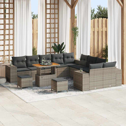 Tuin Sofa Set Met Kussen 13 Pcs En Crème Poly Rattan