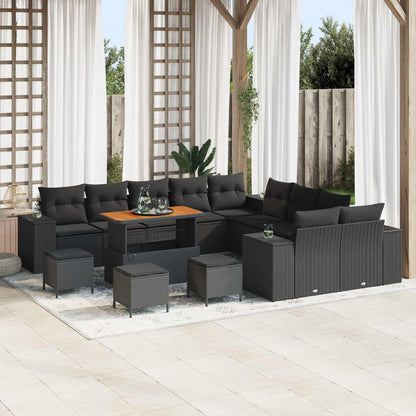 Tuin Sofa Set Met Kussen 13 Pcs En Crème Poly Rattan