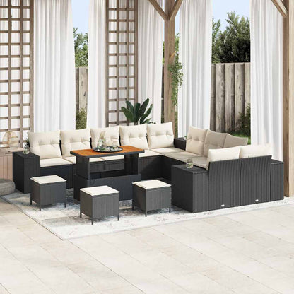 Tuin Sofa Set Met Kussen 13 Pcs En Crème Poly Rattan