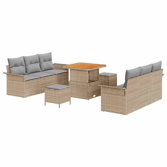 Tuin Sofa Set Met Kussen Met Opslag 9 Pcs En Licht Grijs