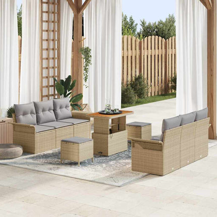 Tuin Sofa Set Met Kussen Met Opslag 9 Pcs En Licht Grijs