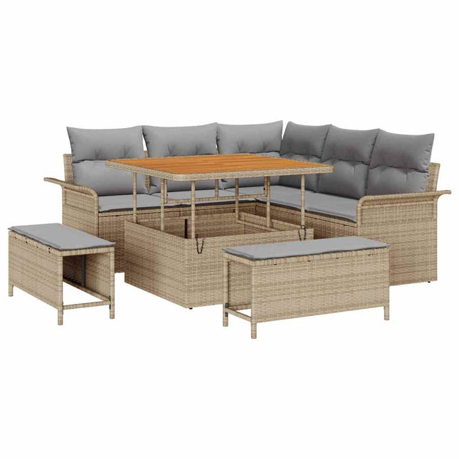 Tuin Sofa Set Met Kussen Met Opslag 8 Pcs En Licht Grijs