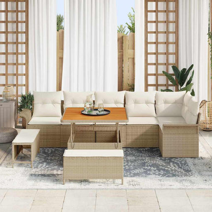Tuin Sofa Set Met Kussen Met Opslag 9 Pcs En Crème