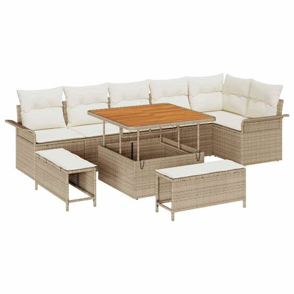 Tuin Sofa Set Met Kussen Met Opslag 9 Pcs En Crème