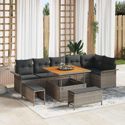 Tuin Sofa Set Met Kussen Met Opslag 9 Pcs En Crème
