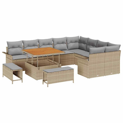 Tuin Sofa Set Met Kussen Met Opslag 12 Pcs En Licht Grijs