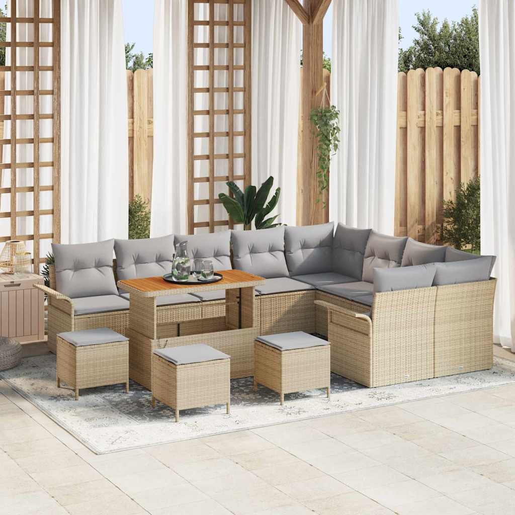 Tuin Sofa Set Met Kussen Met Opslag 12 Pcs En Crème