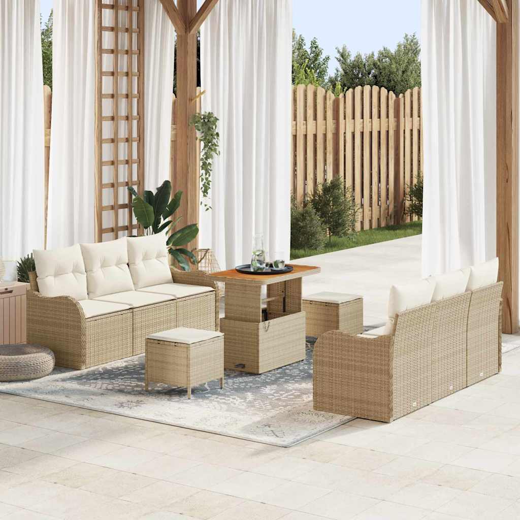 Tuin Sofa Set Met Kussen Met Opslag 9 Pcs En Licht Grijs