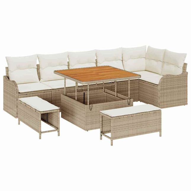 Tuin Sofa Set Met Kussen Met Opslag 9 Pcs En Crème