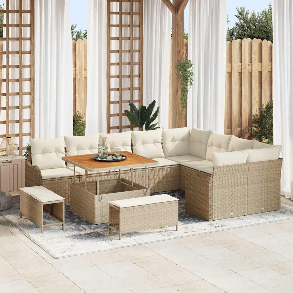 Tuin Sofa Set Met Kussen Met Opslag 12 Pcs En Crème