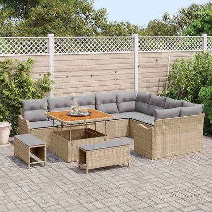 Tuin Sofa Set Met Kussen Met Opslag 12 Pcs En Licht Grijs