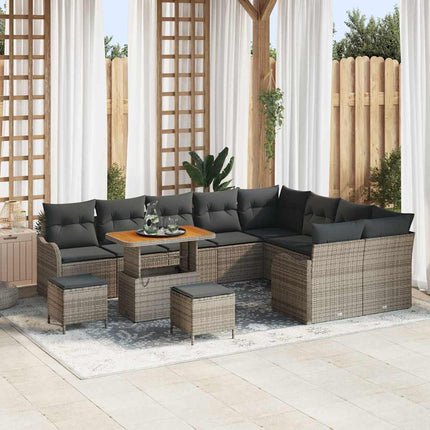 Tuin Sofa Set Met Kussen Met Opslag 12 Pcs En Licht Grijs