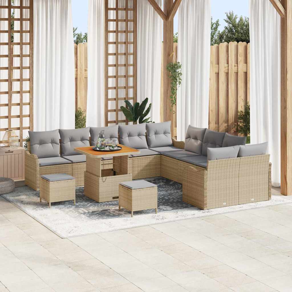 Tuin Sofa Set Met Kussen Met Opslag 13 Pcs En Crème