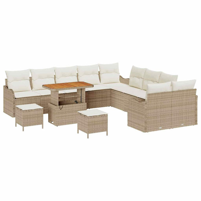 Tuin Sofa Set Met Kussen Met Opslag 13 Pcs En Crème