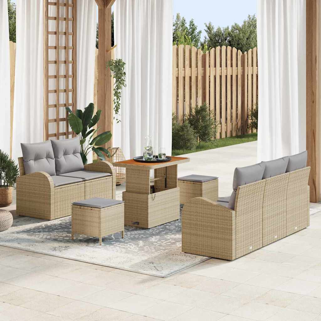 Tuin Sofa Set Met Kussen Met Opslag Met Kussen 8 Pcs