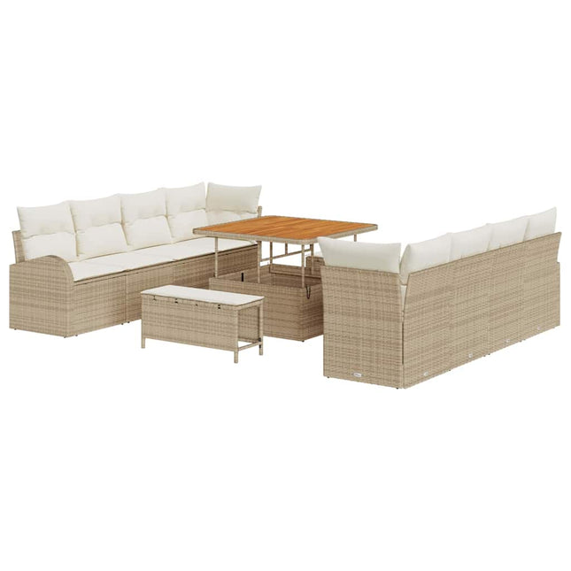 Tuin Sofa Set Met Kussen Met Opslag 11 Pcs En Crème