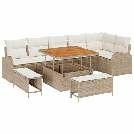 Tuin Sofa Set Met Kussen Met Opslag 9 Pcs En Crème