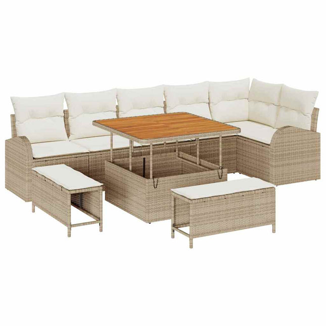 Tuin Sofa Set Met Kussen Met Opslag 9 Pcs En Crème