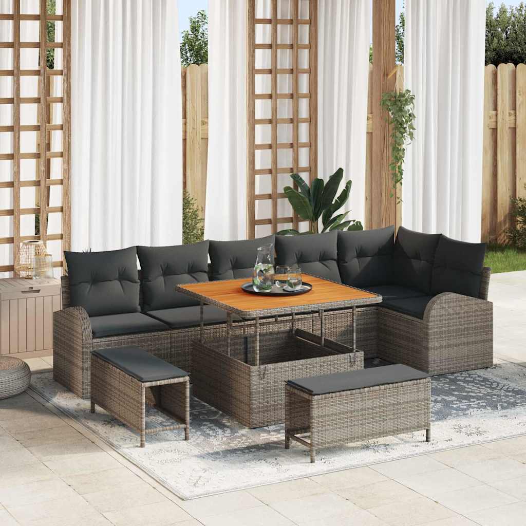 Tuin Sofa Set Met Kussen Met Opslag Met Kussen 9 Pcs