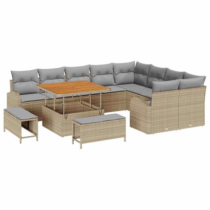 Tuin Sofa Set Met Kussen Met Opslag 12 Pcs En Licht Grijs