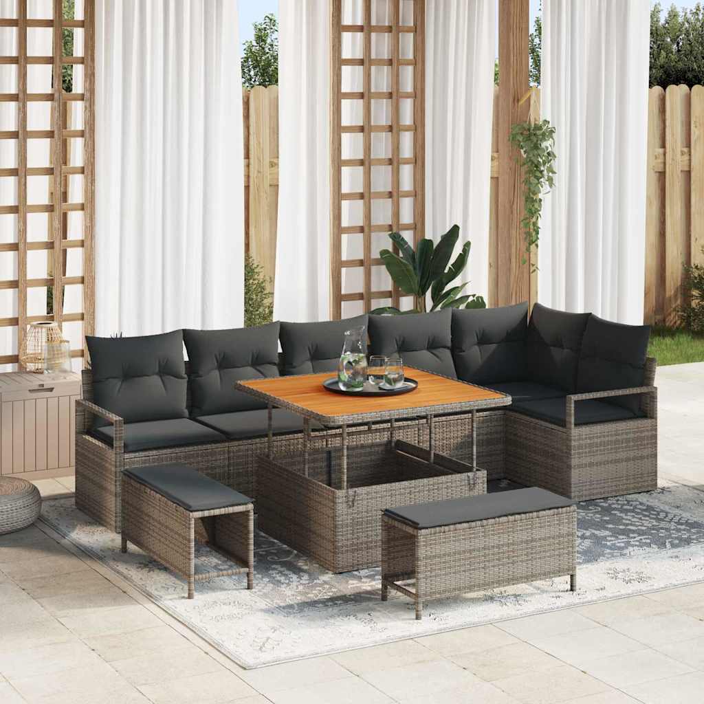 Tuin Sofa Set Met Kussen Met Opslag 10 Pcs En Licht Grijs