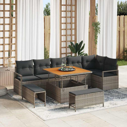 Tuin Sofa Set Met Kussen Met Opslag 10 Pcs En Licht Grijs