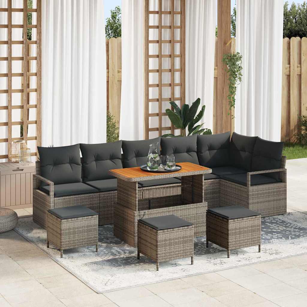 Tuin Sofa Set Met Kussen Met Opslag 10 Pcs En Licht Grijs