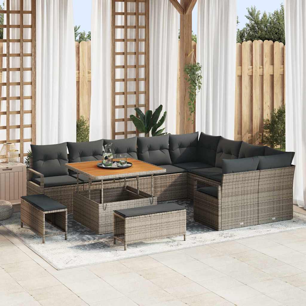 Tuin Sofa Set Met Kussen Met Opslag 12 Pcs En Crème