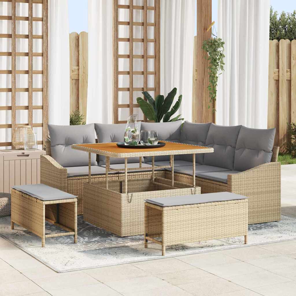 Tuinbankenset Met Kussen Met Opslag 8 Pcs Poly Riet