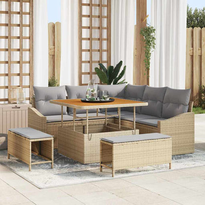 Tuinbankenset Met Kussen Met Opslag 8 Pcs Poly Riet