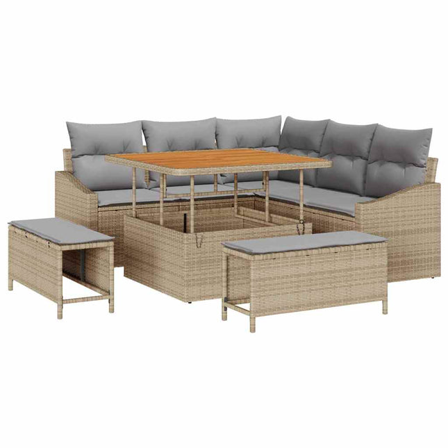 Tuinbankenset Met Kussen Met Opslag 8 Pcs Poly Riet