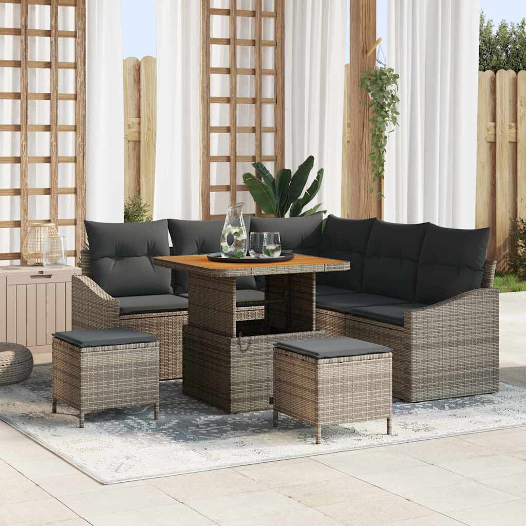 Tuinbankenset Met Kussen Met Opslag 8 Pcs Poly Riet