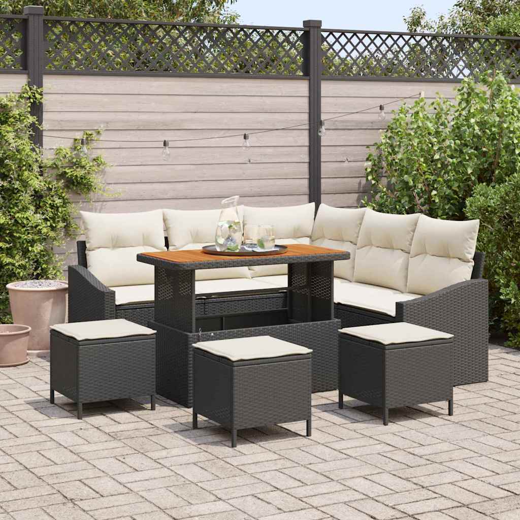 Tuinbankenset Met Kussen Met Opslag 8 Pcs Poly Riet