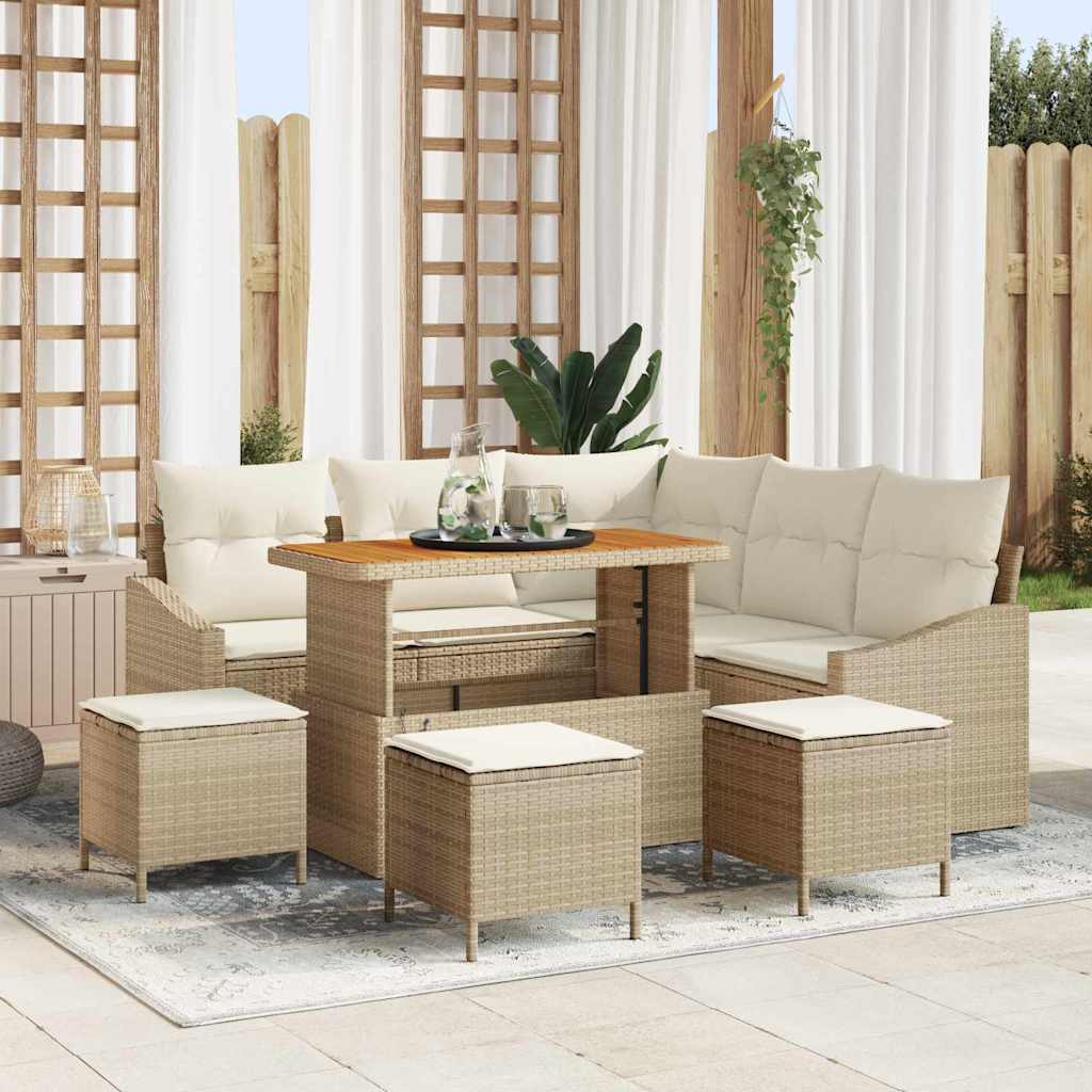 Tuinbankenset Met Kussen Met Opslag 8 Pcs Poly Riet