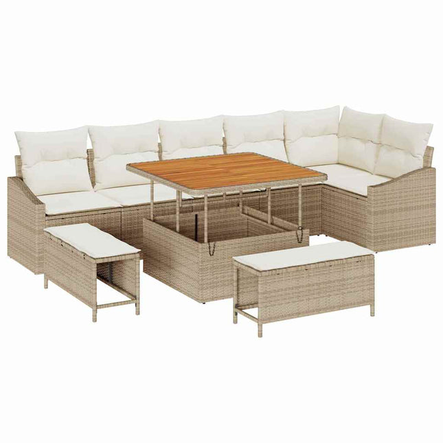 Tuinbankenset Met Kussen Met Opslag 9 Pcs Poly Riet