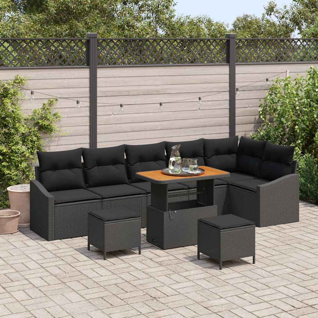 Tuinbankenset Met Kussen Met Opslag 9 Pcs Poly Riet