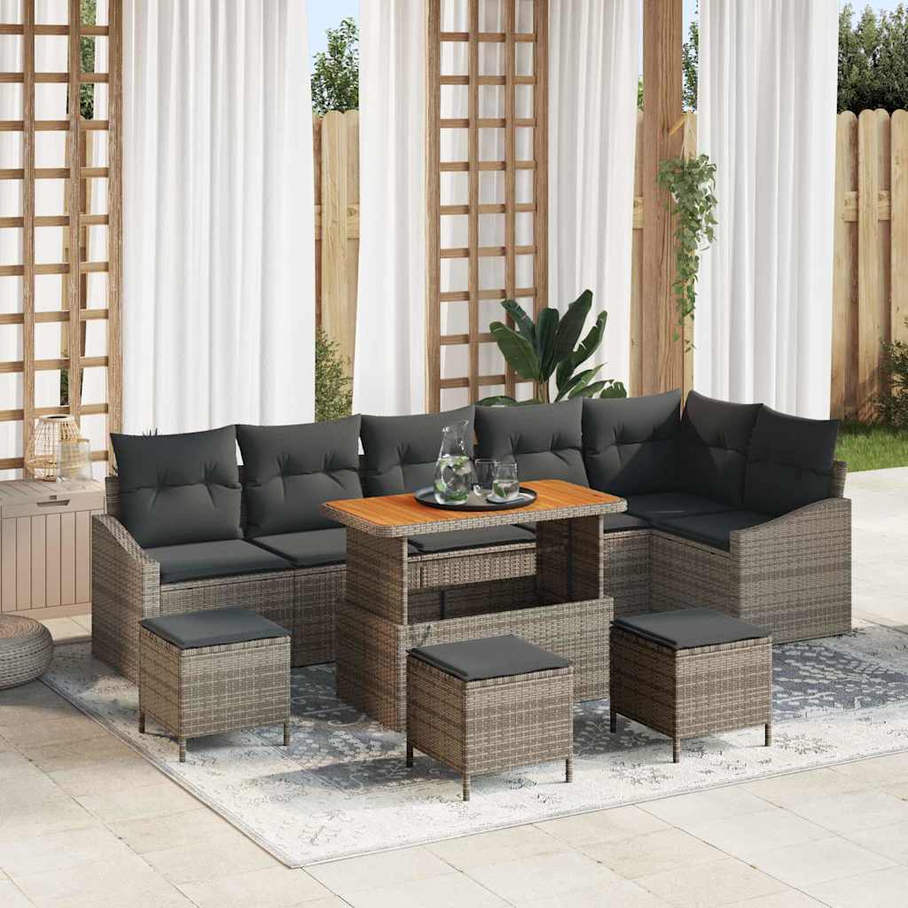 Tuinbankenset Met Kussen Met Opslag 9 Pcs Poly Riet