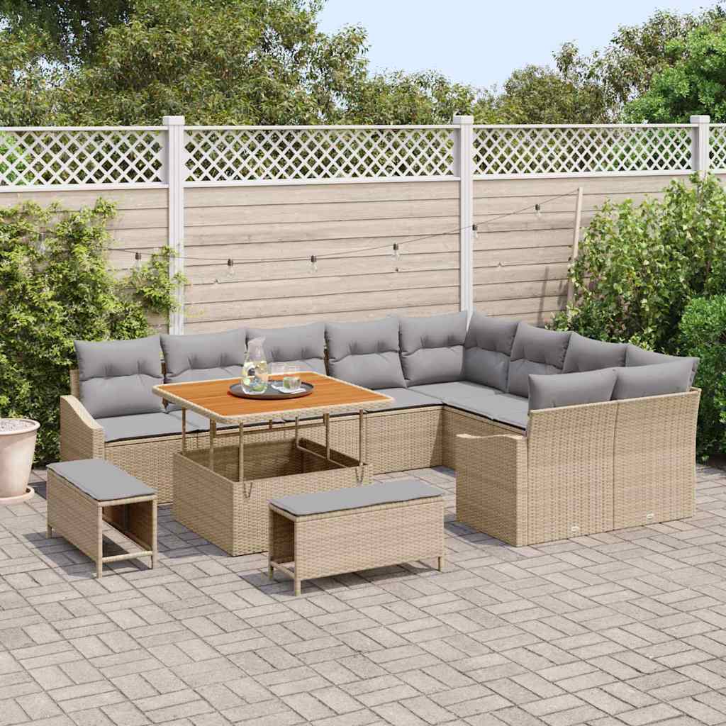 Tuinbankenset Met Kussen Met Opslag 12 Pcs Poly Riet
