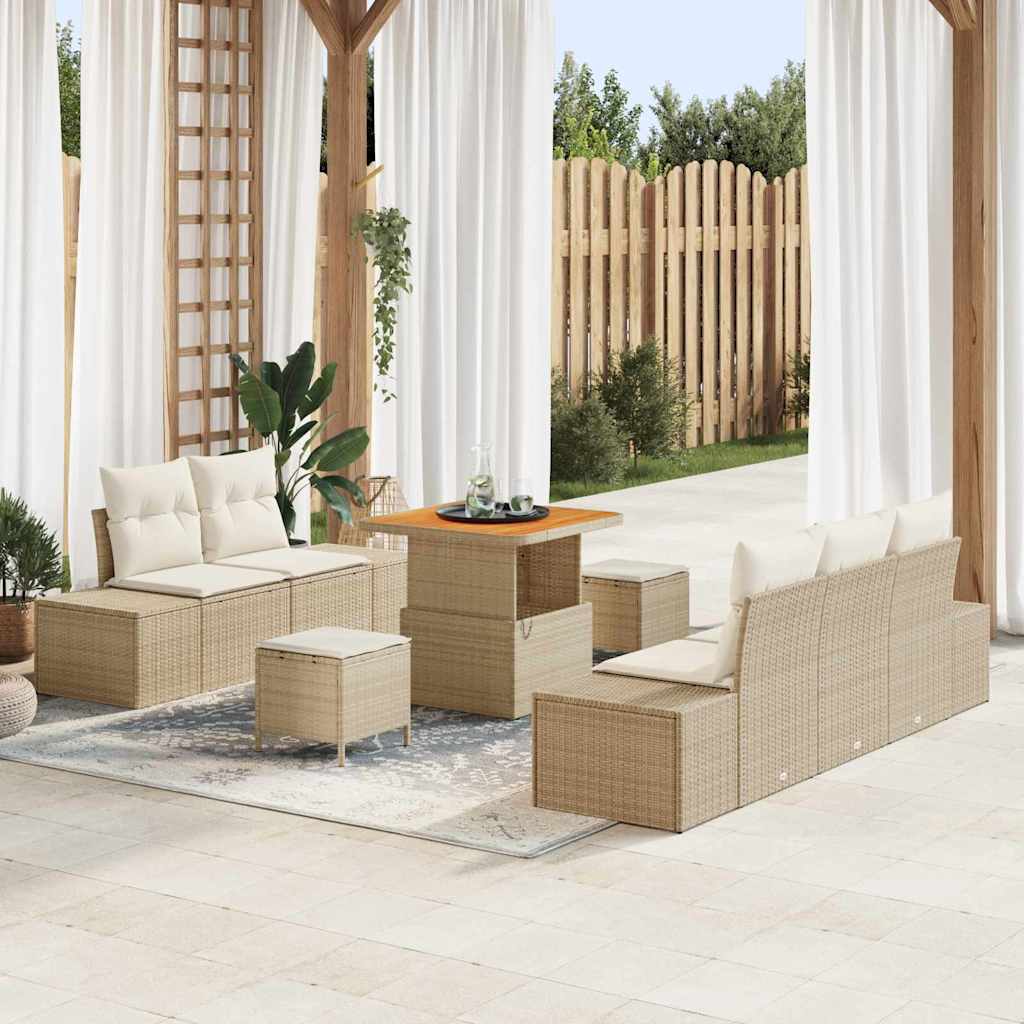 Tuinbankenset Met Kussen Met Opslag 8 Pcs Poly Riet