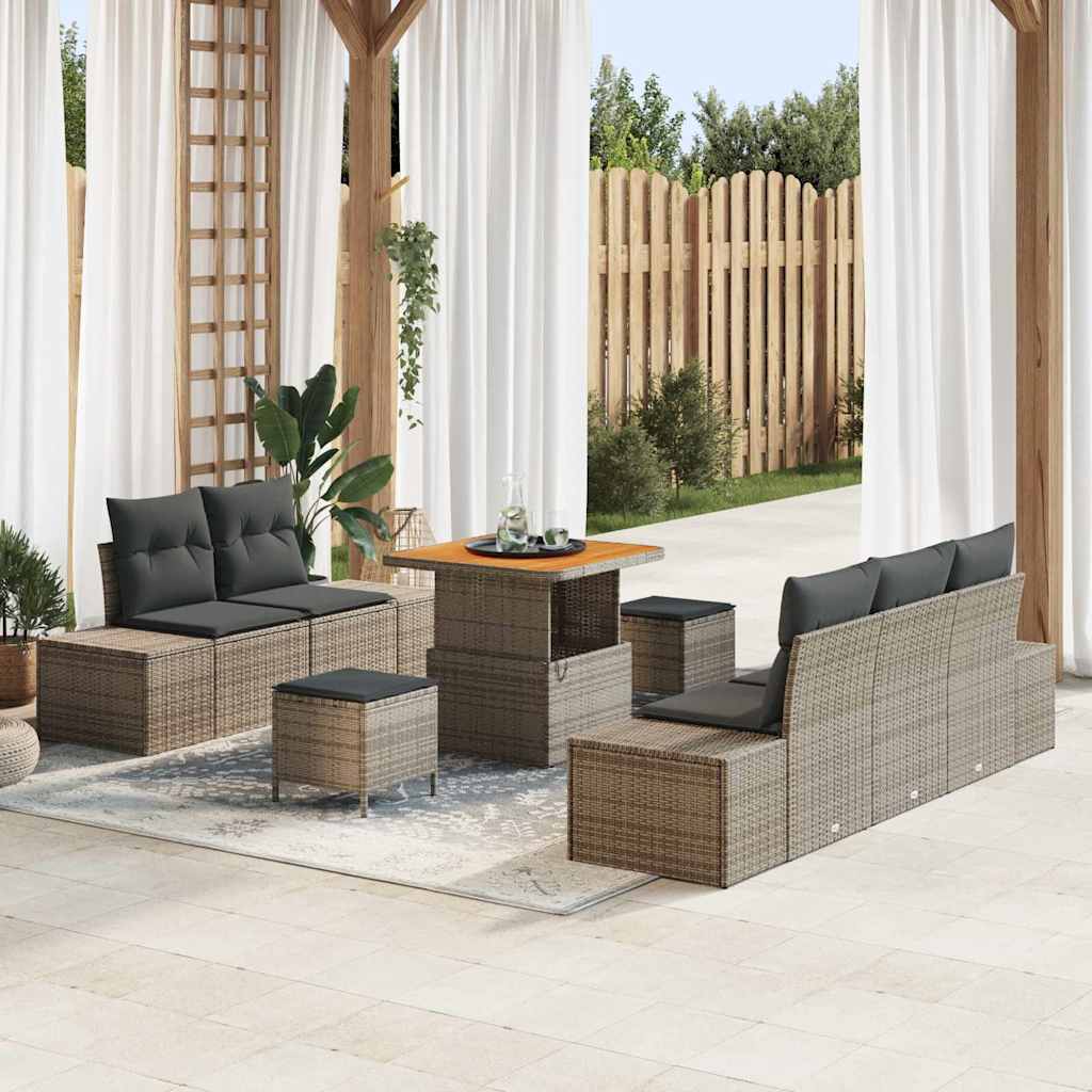 Tuinbankenset Met Kussen Met Opslag 8 Pcs Poly Riet