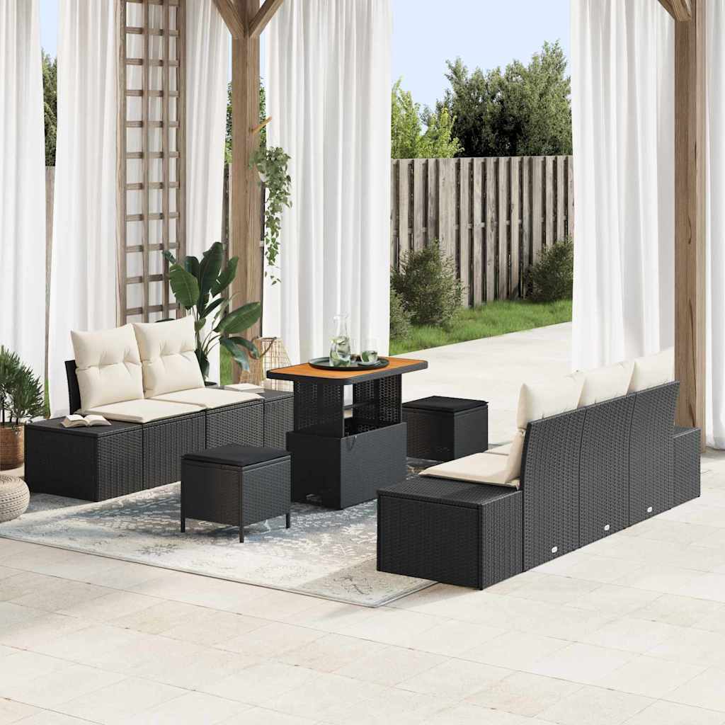 Tuinbankenset Met Kussen Met Opslag 8 Pcs Poly Riet