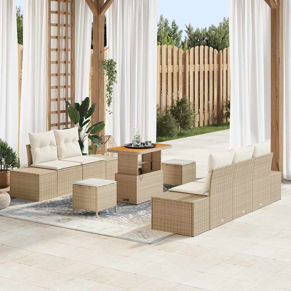 Tuinbankenset Met Kussen Met Opslag 8 Pcs Poly Riet