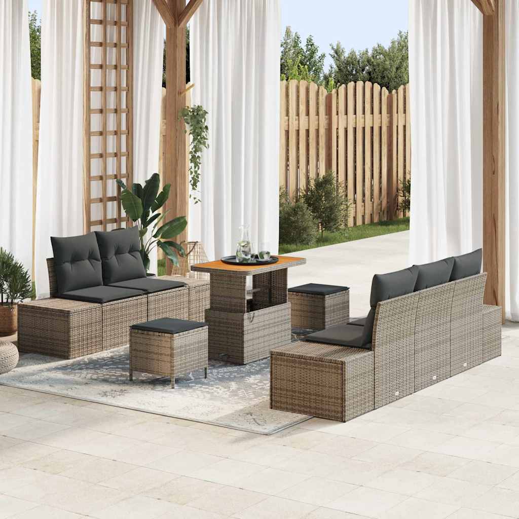 Tuinbankenset Met Kussen Met Opslag 8 Pcs Poly Riet
