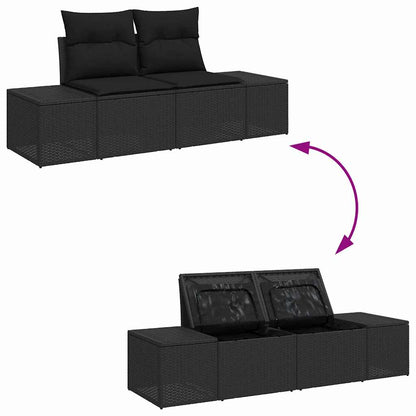 Tuinbankenset Met Kussen Met Opslag 9 Pcs Poly Riet