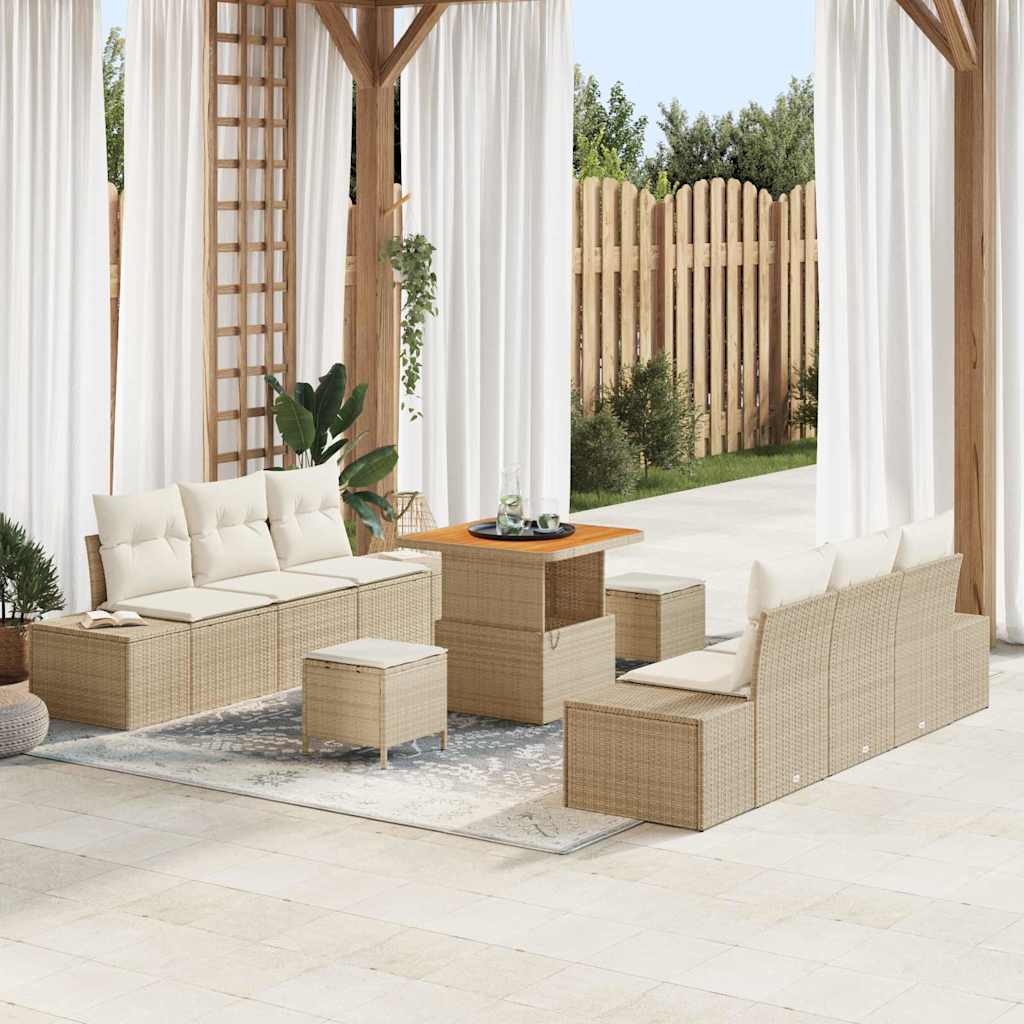 Tuinbankenset Met Kussen Met Opslag 9 Pcs Poly Riet
