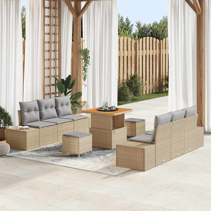 Tuinbankenset Met Kussen Met Opslag 9 Pcs Poly Riet